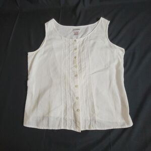 Womens CC Hughes White Sleeveless Top Size Large